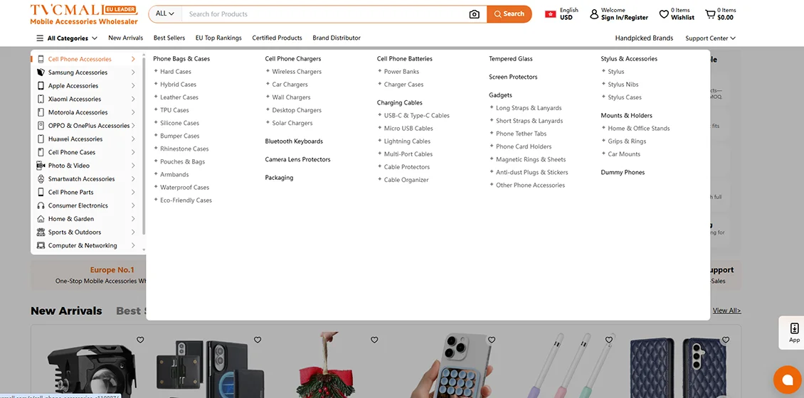 browse products through organized categories