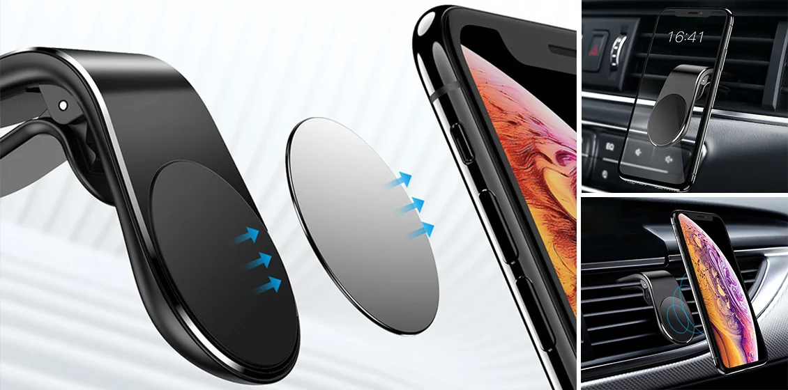 Magnetic air vent mount smartphone holder