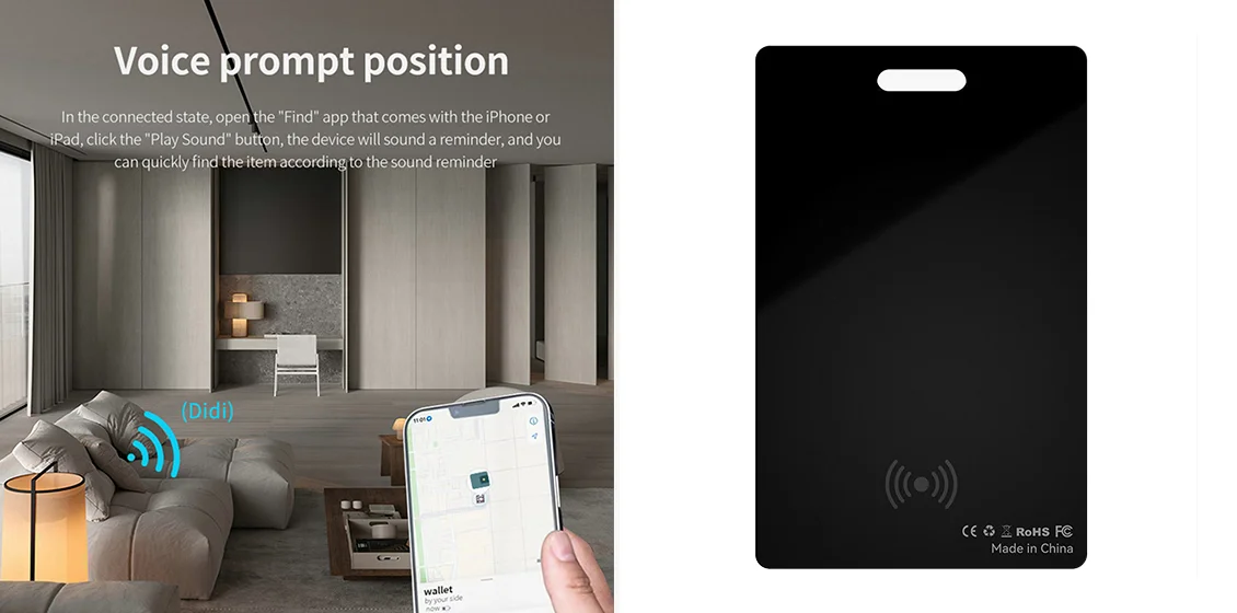 K2 Card Type Smart Finder Ultra-Thin Bluetooth-compatible Tracker Item Locator for Wallet Luggage Bike