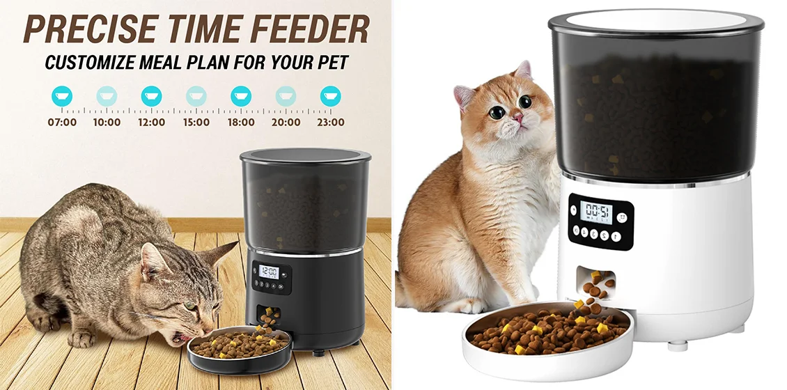 PFF040 4L Pet Feeder Programmable Automatic Food Dispenser for Cats Dogs with Button Control , EU Plug (BPA Free, No FDA)