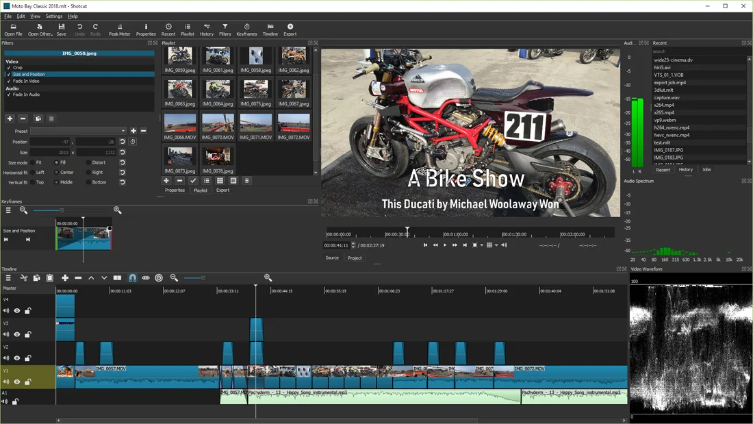 Shotcut video editing tools