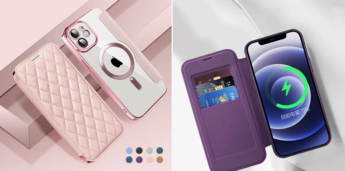 quilted leather and card holder phone case