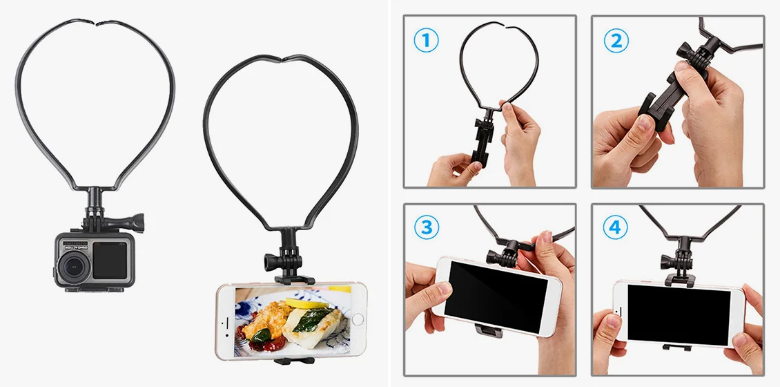 CN-89 Neck Mount Stand for GoPro Hero 10/9/8 Action Camera Phone Neck Strap Bracket