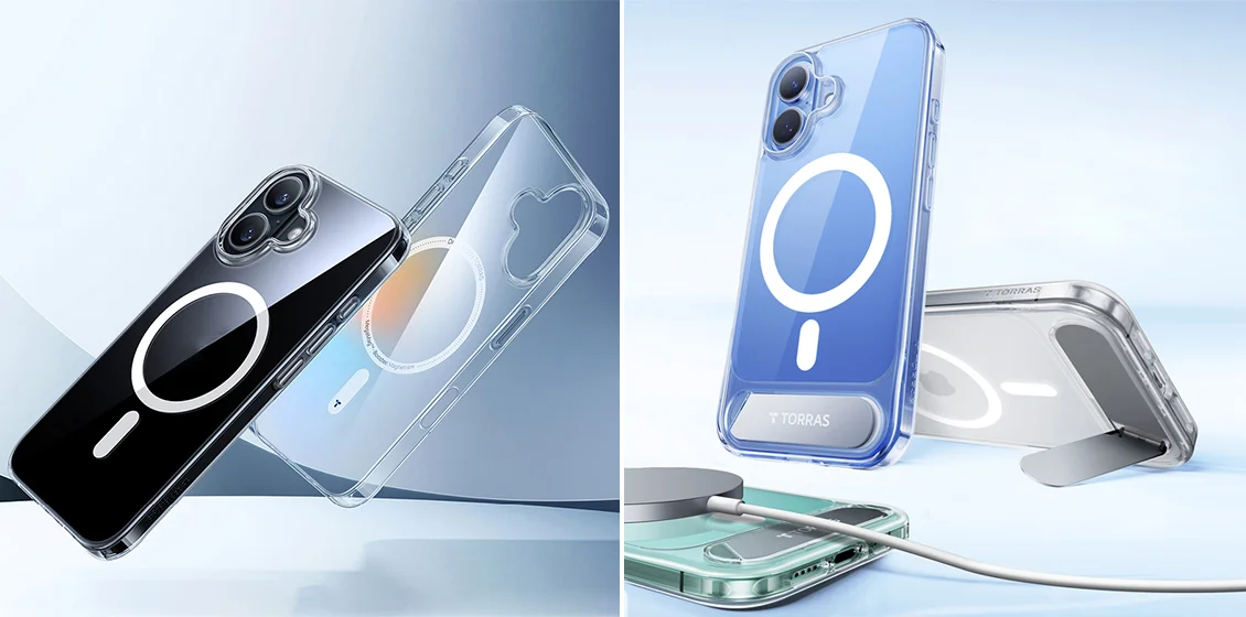 TORRAS iPhone 15 Pro Case Kickstand TPU+PC Phone Cover