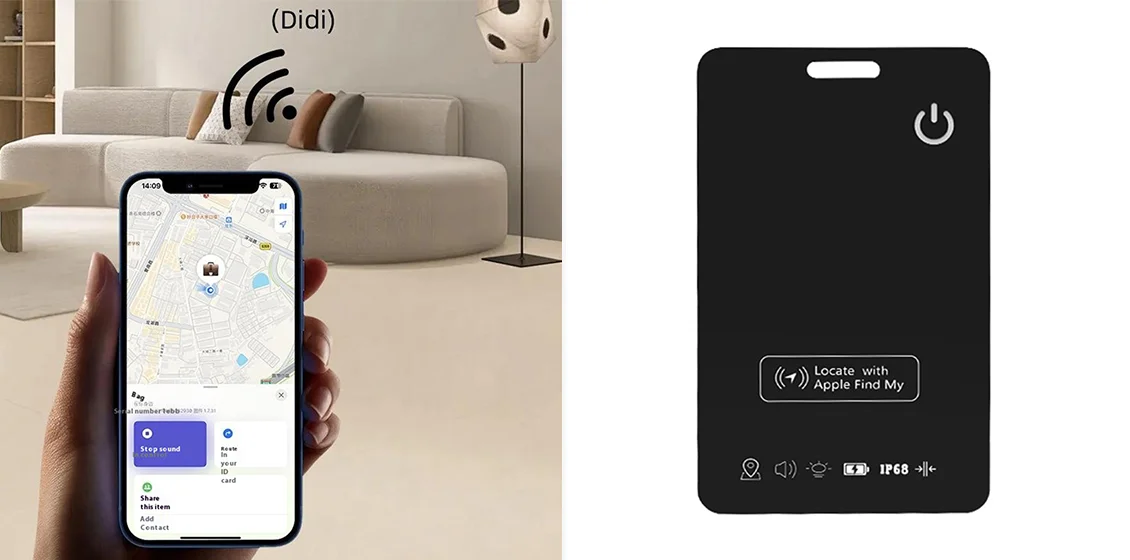 TR203 MFI Ultra Thin Wireless Charging Card Shape Wallet Tracker Child Pet Locator for Apple Find My Network