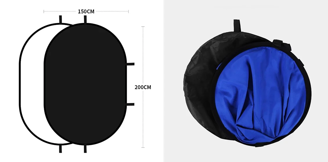 150 x 200cm Photography Backdrop Board Black and White Double Sided Collapsible Background Plate