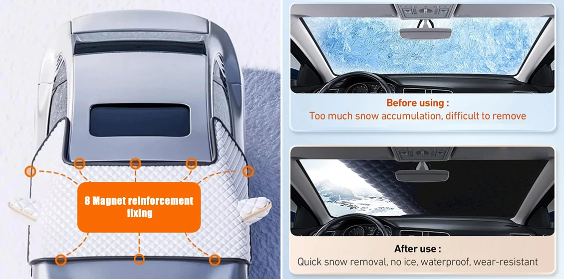 PE Aluminum-Coating Film Magnetic Ice Snow Car Windshield Cover Shield Frost Guard