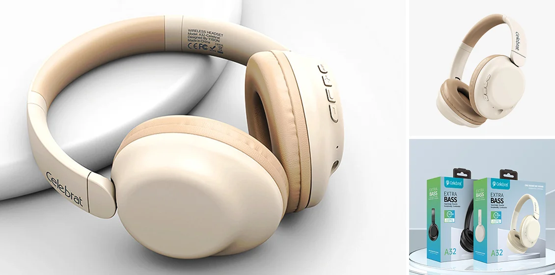 MWC 2024,CELEBRAT / YISON A32 Over Ear Headphones Deep Bass Stereo Surround Sound Wireless Headset 