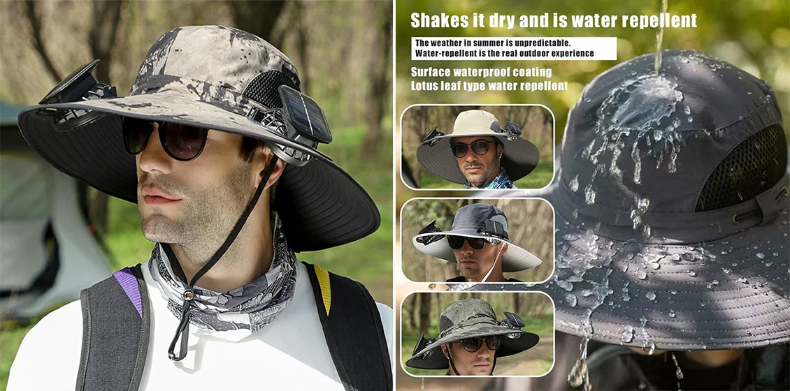 Detachable Solar-Powered Fan Hat – Wide Brim Sun Protection Cap