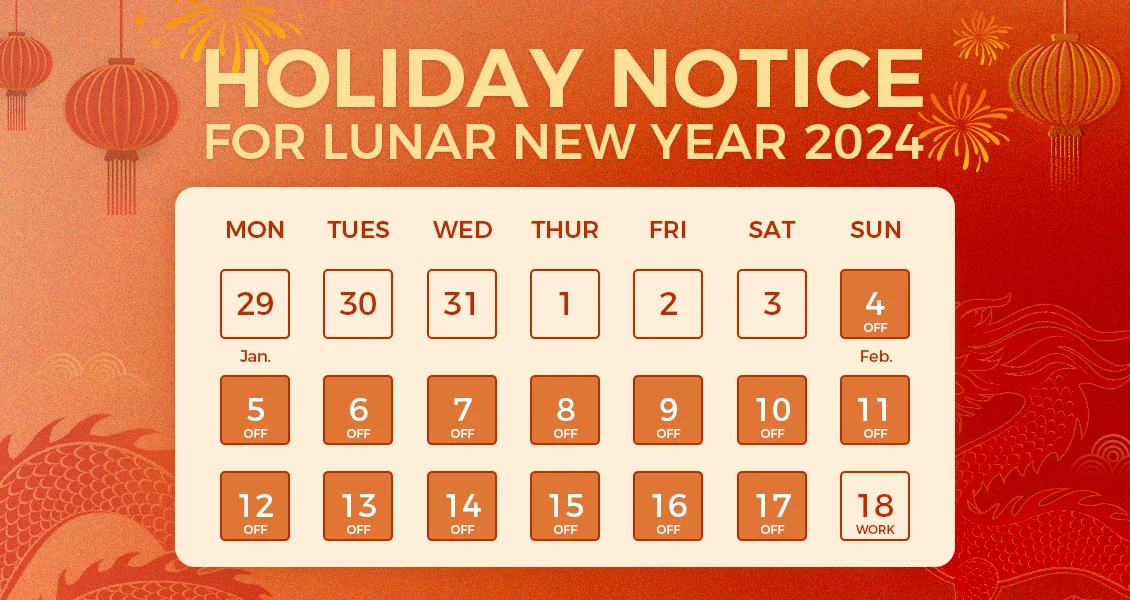 Holiday notice from TVCMALL