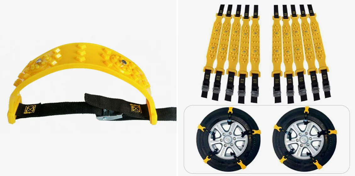 R-1539 10Pcs Winter Car Truck Tire Snow Chain TPU+Steel Anti-skid Widen Strap Vehicle Wheel Chain