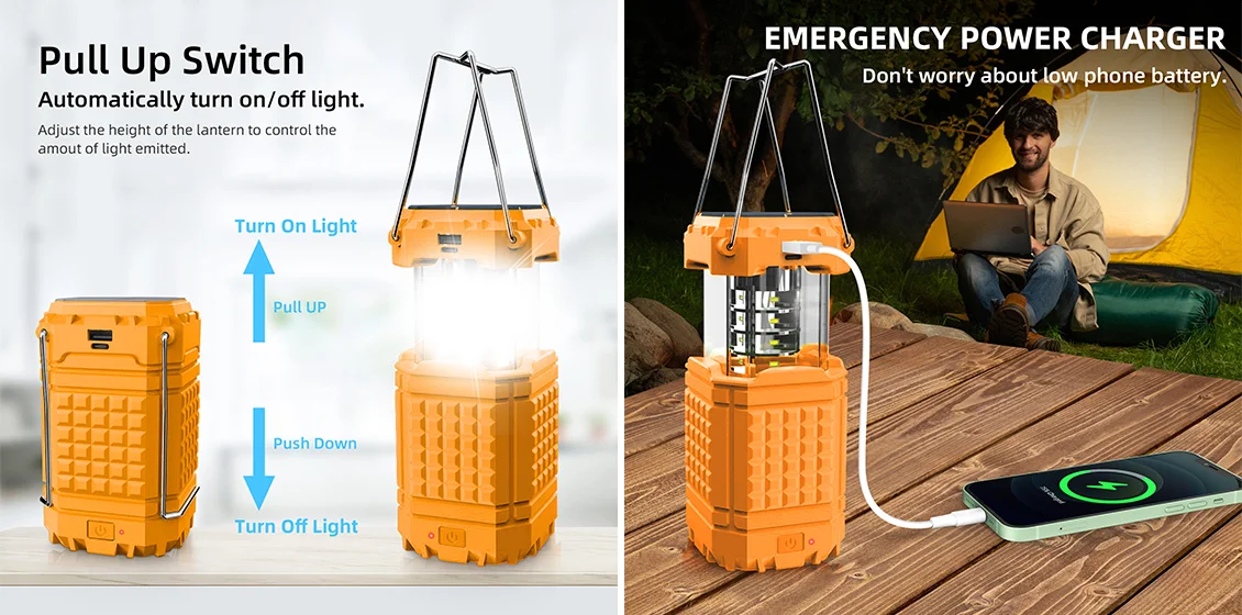 Portable Solar Hand Crank Camping Light 3000mAh Power Bank