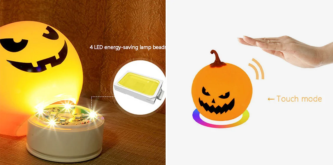 Halloween Pumpkin Table Lamp Silicone Portable Jack-O-Lantern for Halloween Party Bar