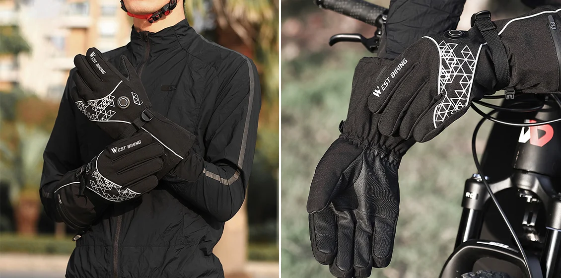WEST BIKING YP0211224 1 Pair Winter Electric Heating Full-Finger Gloves
