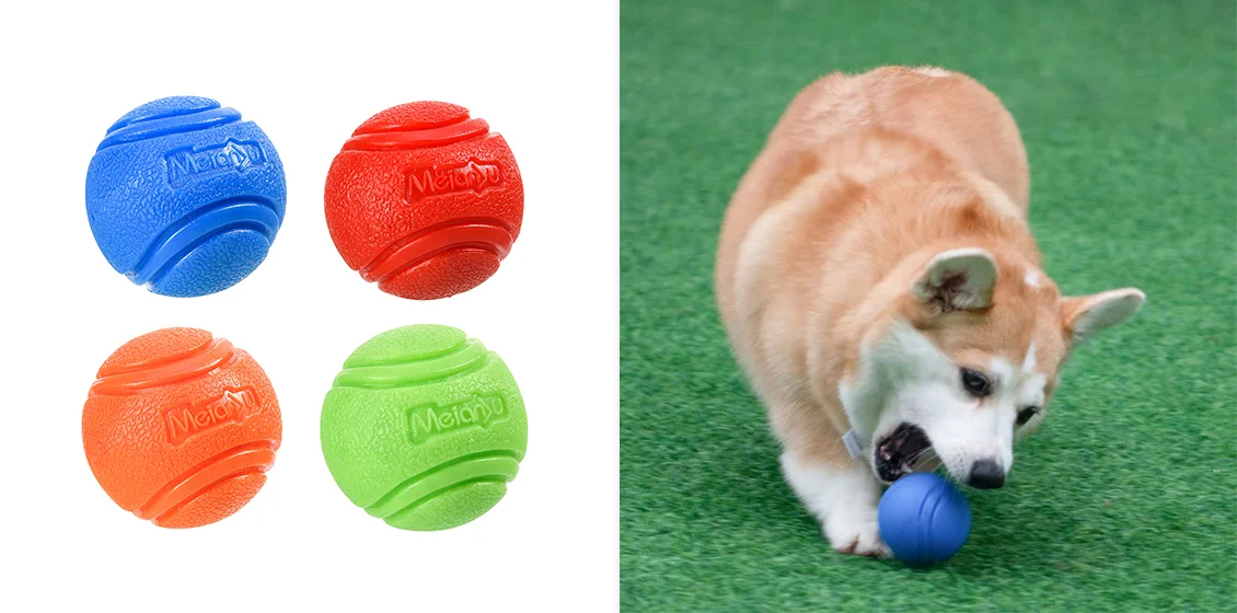 MEIANJU 7cm Pet Bite Resistant TPR Bouncing Ball Dog Interactive Training Toy