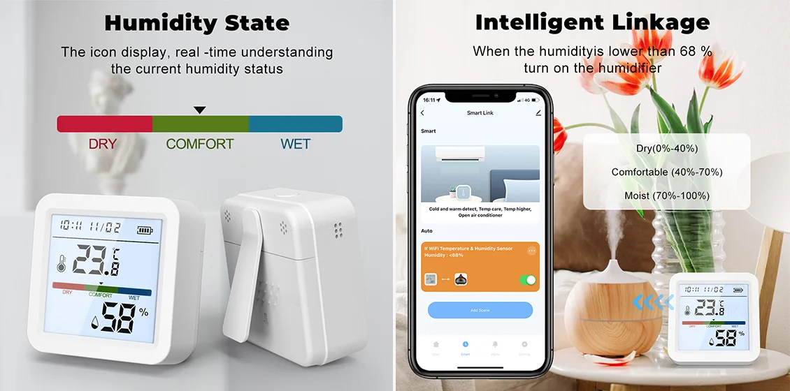 WSD017 Tuya Zigbee Smart Temperature Humidity Detector Real Time Monitoring Wireless Sensor