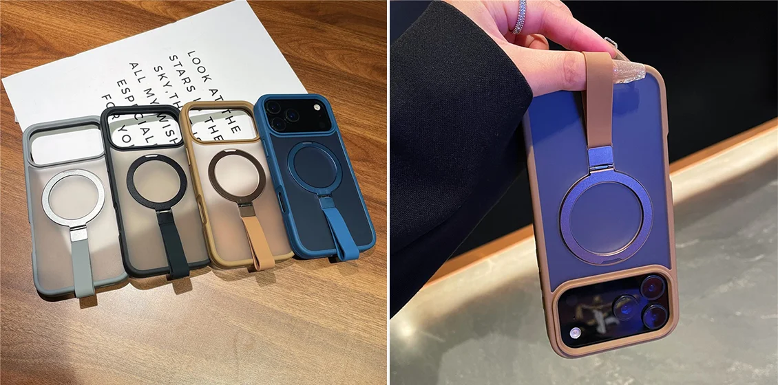 TPU + PC Hybrid Case with Kickstand for iPhone 17 Pro Max